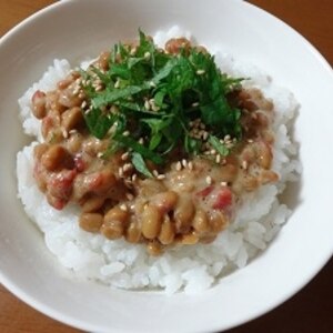 一人ご飯☆梅しそ納豆丼